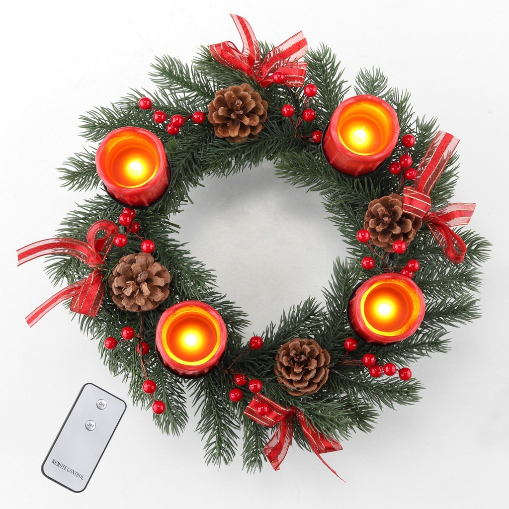 Adventskranz mit LED Echtwachskerzen Deko