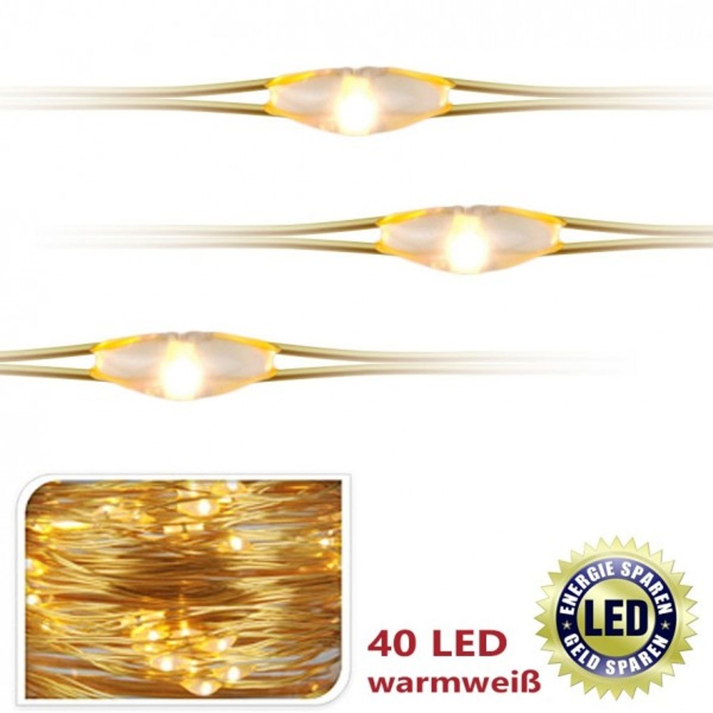 [3857] LED Lichterkette 40er warmweiß Batterie