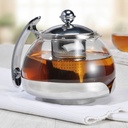 Edelstahl Teekanne Glas Teekocher ca. 1,2L