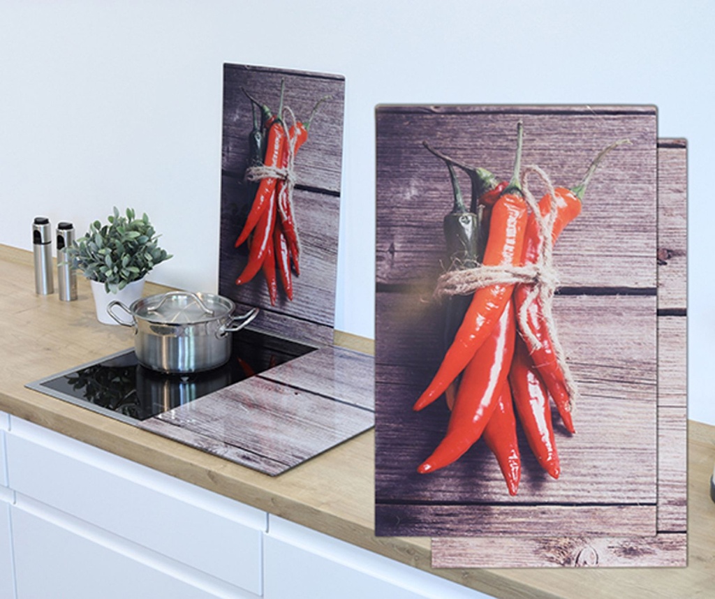 2-tlg. Herdabdeckplatten aus Glas