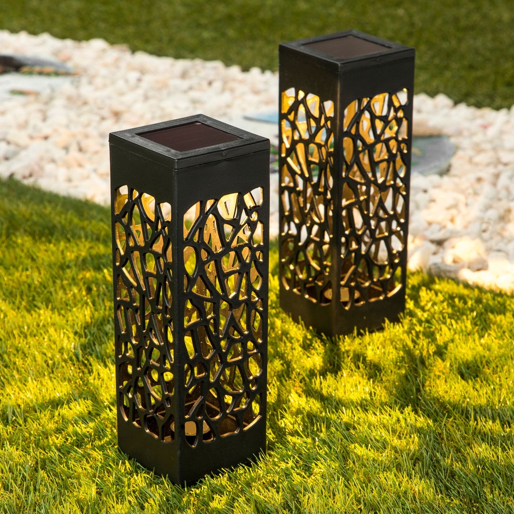 [15763] 2er LED Solar Gartenlampe Lampe