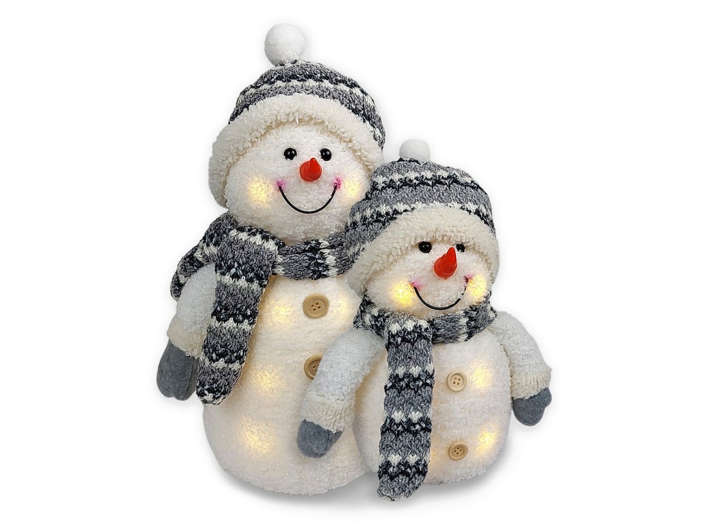 2er Set LED Deko Schneemann Papa und Sohn Weihnachtsdekoration beleuchtete