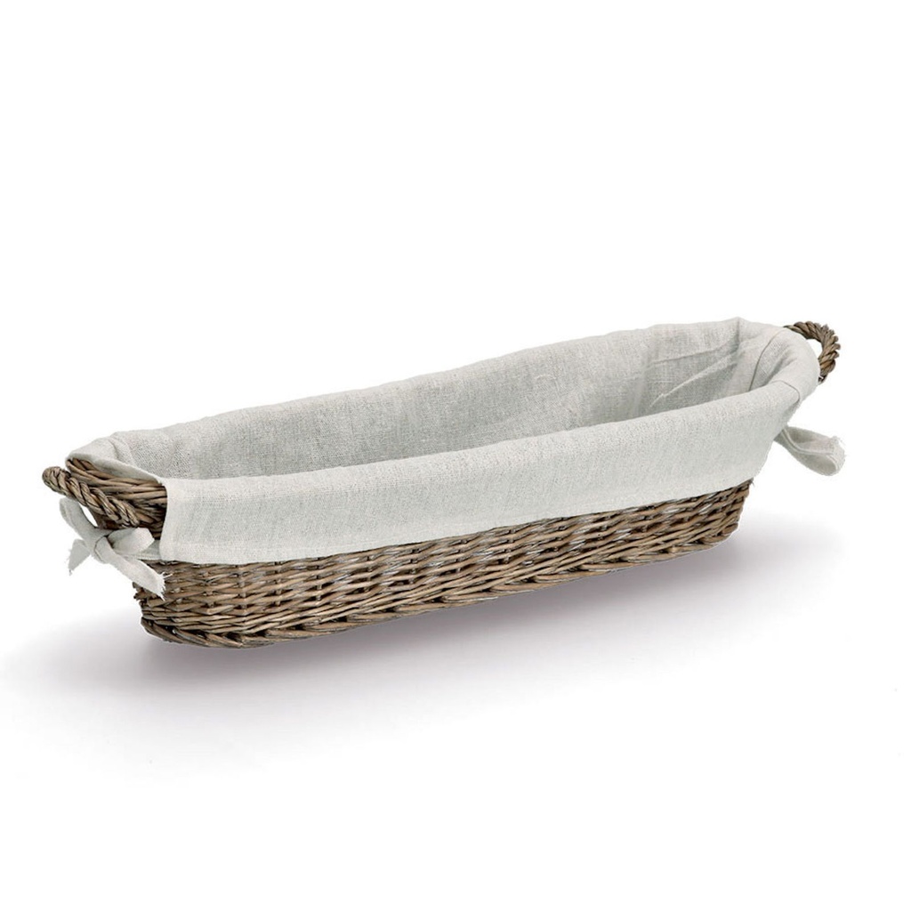 Zeller Baguette-Korb aus Weide mit Canvas-Beutel Landhausstil