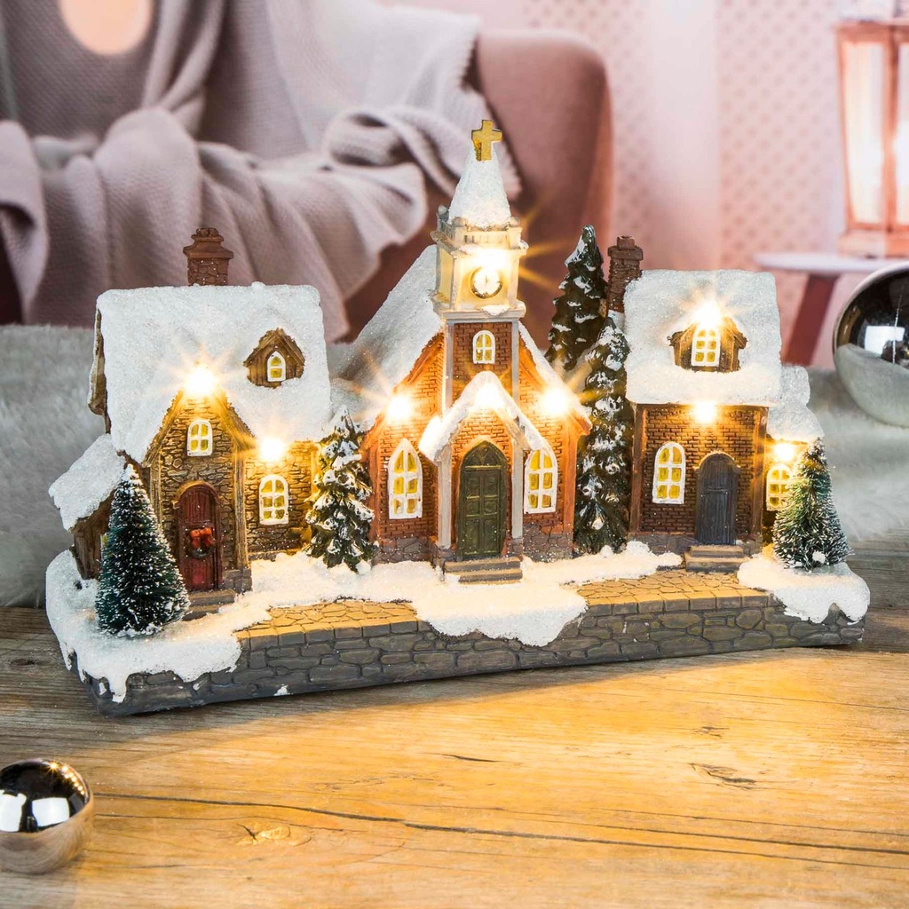 [18275] Beleuchtete Weihnachtsstadt 9 LEDs Innen Polypropylen 26,5 cm
