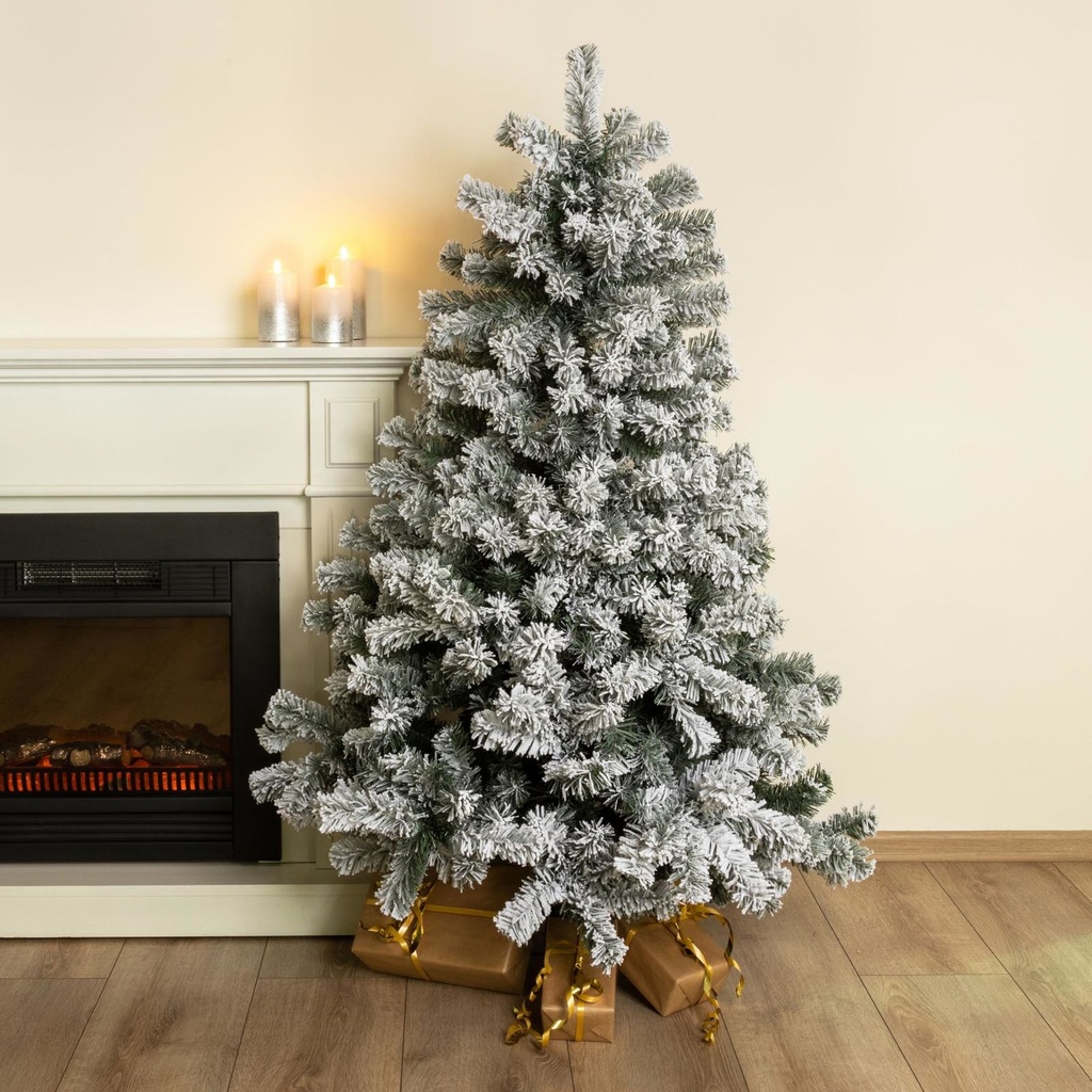 Weihnachtsbaum 150 cm mit Schneeoptik und Metallständer, PVC